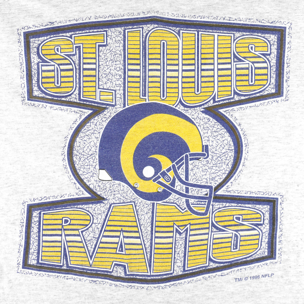 NFL - Grey St. Louis Rams Helmet T-Shirt 1996 Large Vintage Retro Football