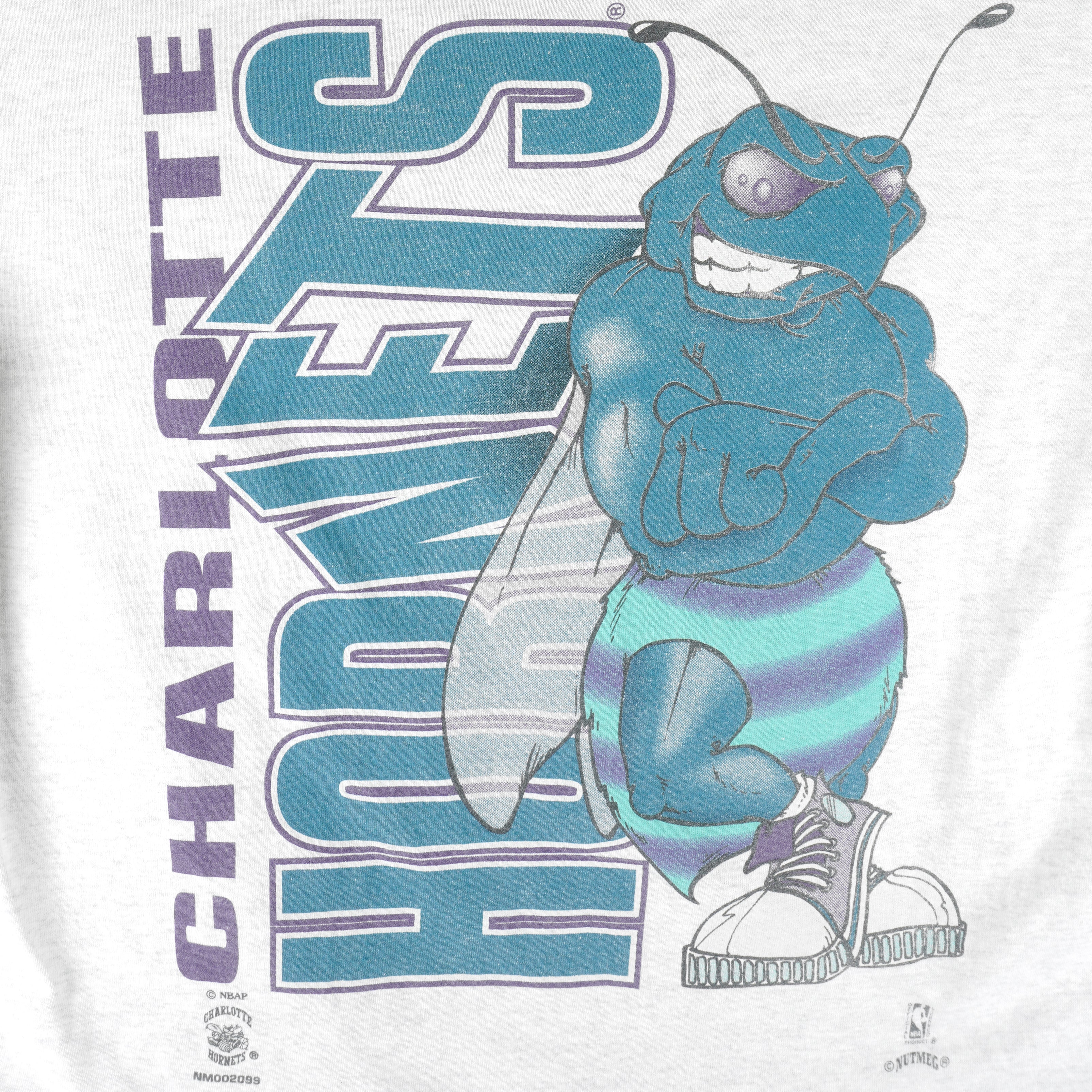 Vintage Charlotte Hornets T-Shirt Size XL Teal Single Stitch 90s