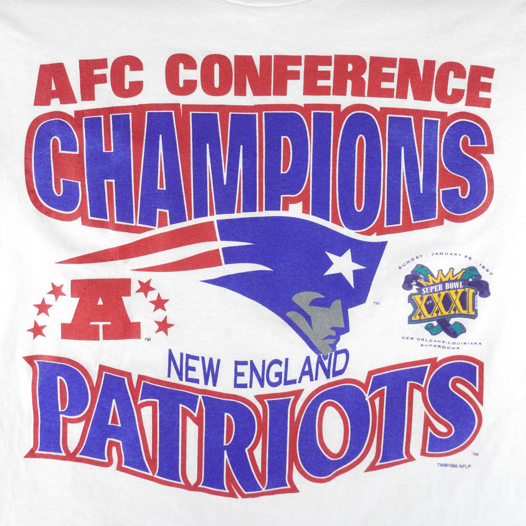 NFL (True-Fan) - New England Patriots Super Bowl 26th Champions T-Shirt 1996 X-Large Vintage Retro Football
