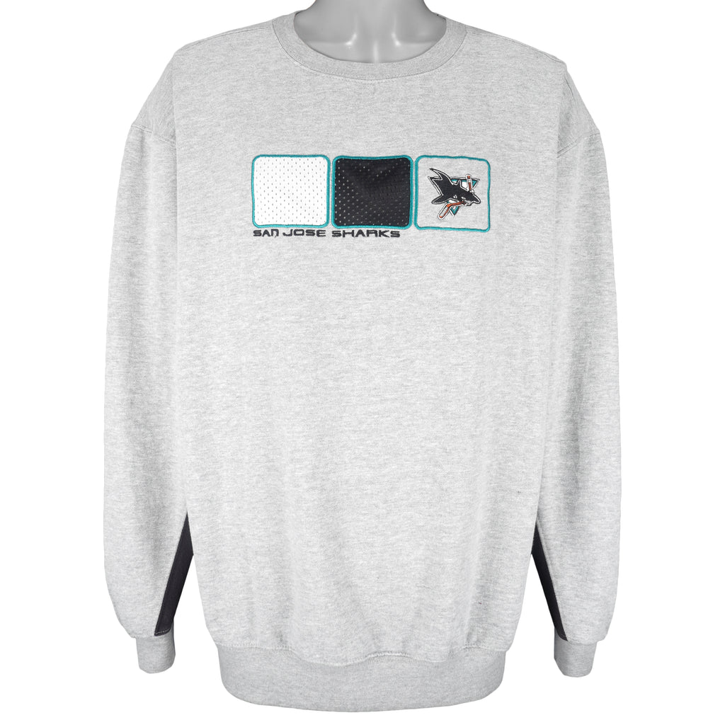 NHL (Blue Line) - San Jose Sharks Crew Neck Sweatshirt 2000s X-Large Vintage Retro Hockey