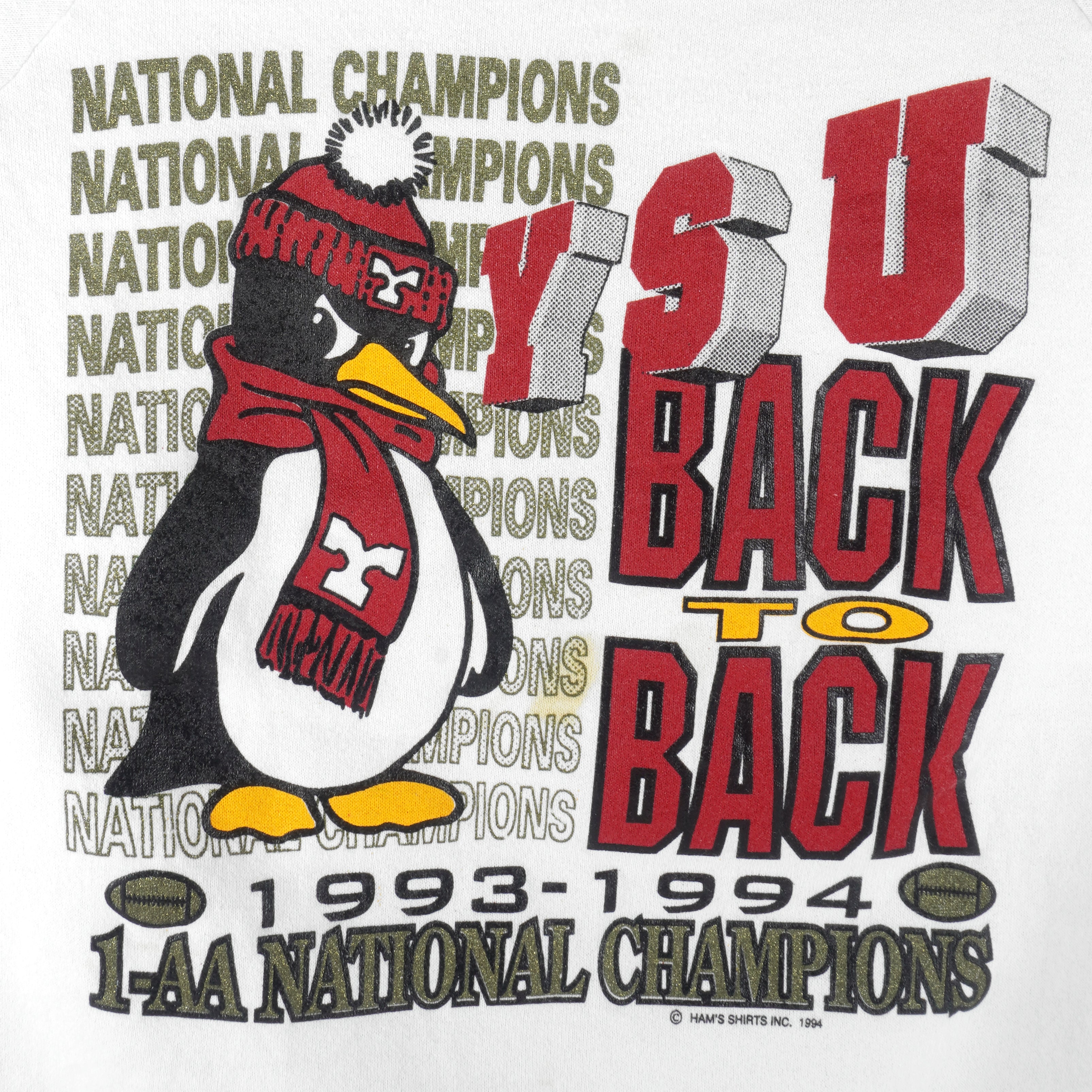 NCAA - YSU National Champions Crew Neck Sweatshirt 1994 X-Large Vintage Retro Football College