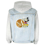 Disney - Mickey Mouse Embroidered Denim Hooded Jacket 1990s X-Large Vintage Retro