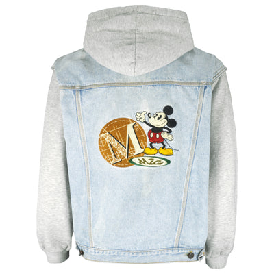 Disney - Mickey Mouse Embroidered Hooded Denim Jacket 1990s X-Large