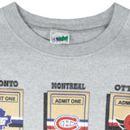 NHL (Waves) - Canadain Tour Toronto Montreal Ottawa T-Shirt 1990s Medium Vintage Retro Hockey