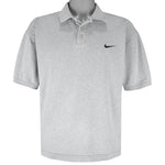 Nike - Grey Classic Mini Swoosh Polo T-Shirt 1990s Large