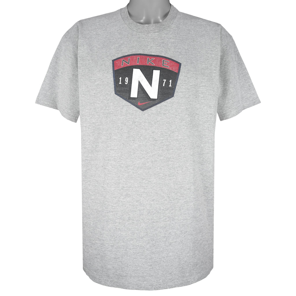 Nike - Grey Classic Since 1971 Single Stitch T-Shirt 1990s Large Vintage Retro