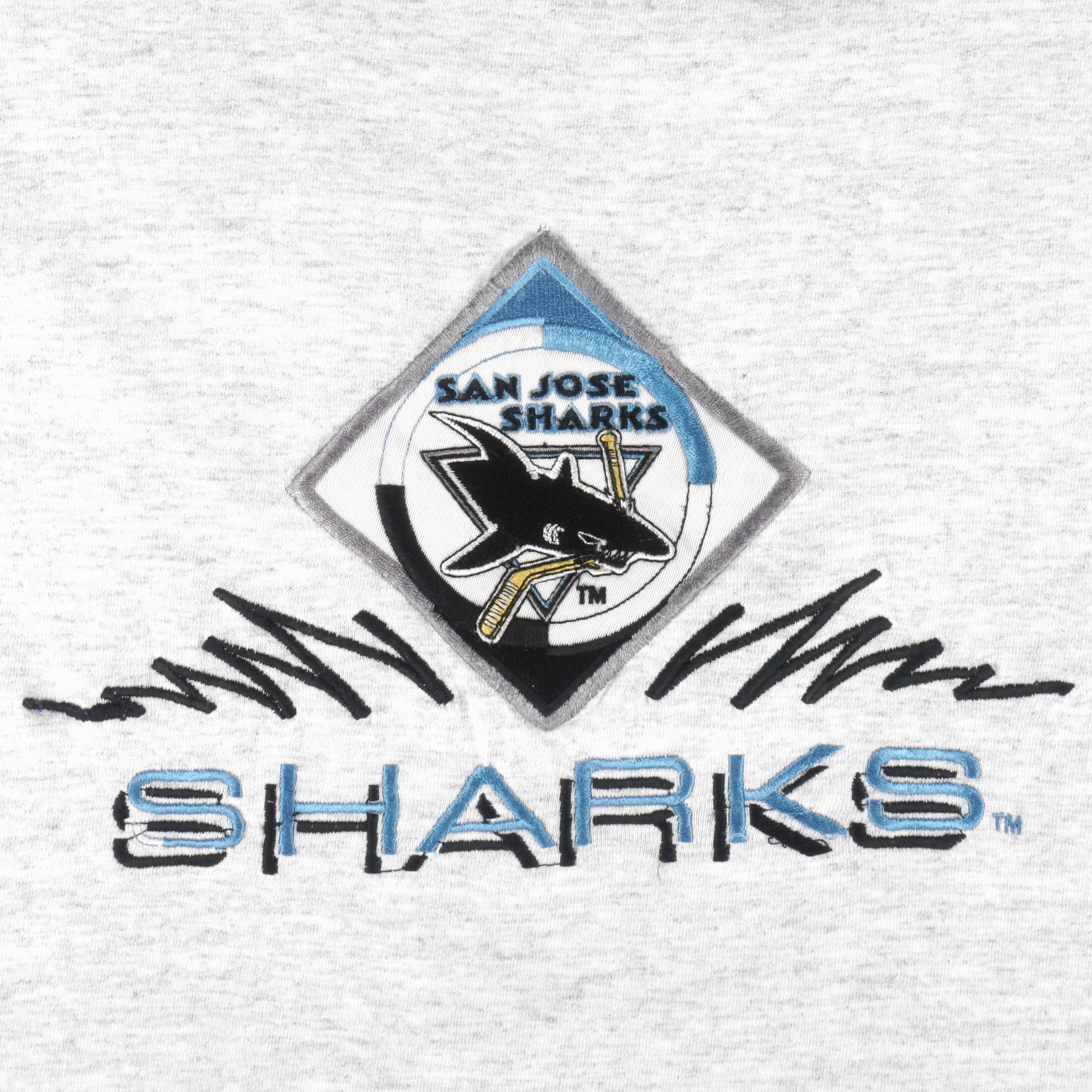 NHL (Logo Athletic) - Grey San Jose Sharks Single Stitch T-Shirt 1990s Large Vintage Retro Hockey