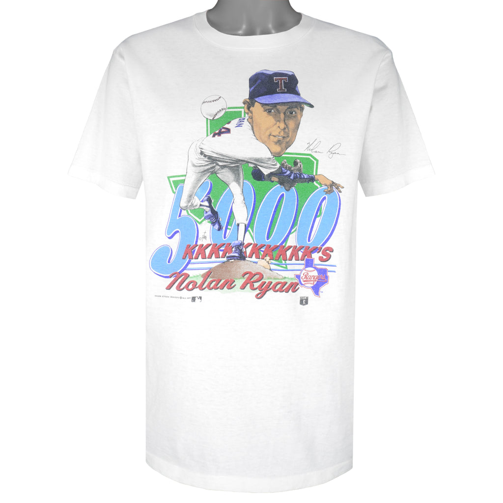 MLB (Salem) - Rangers Texas Nolan Ryan Caricature T-Shirt 1989 X-Large Vintage Retro Baseball