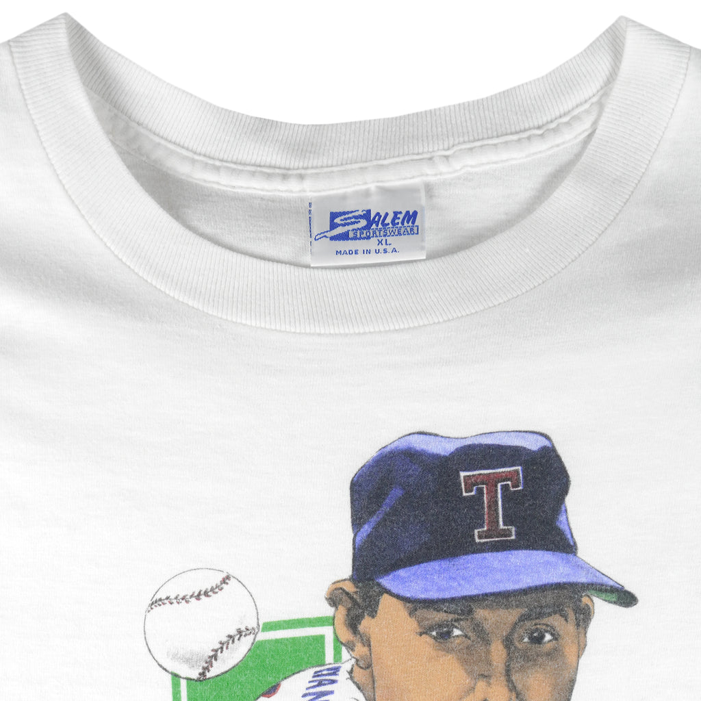 MLB (Salem) - Rangers Texas Nolan Ryan Caricature T-Shirt 1989 X-Large Vintage Retro Baseball