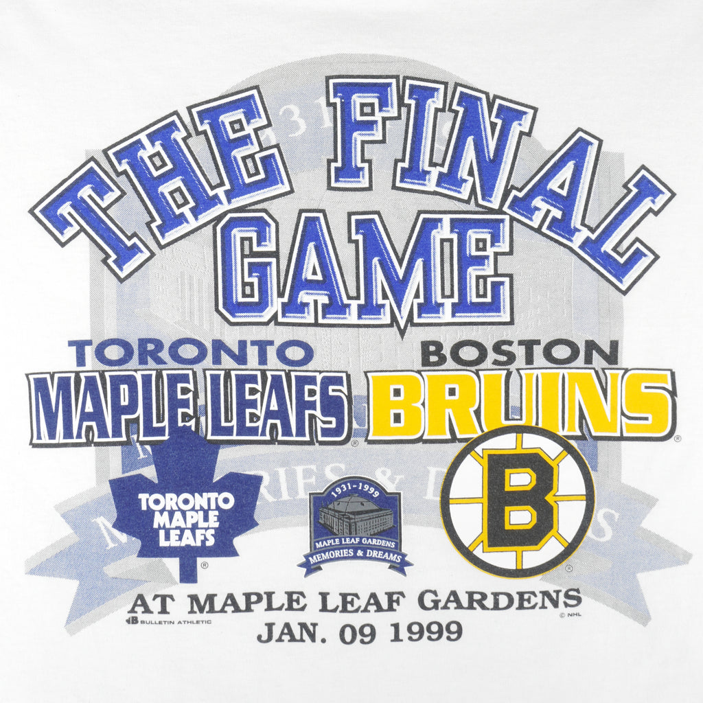 NHL (Bulletin Athletic) - Toronto Maple Leafs VS Boston Bruins The Final Game T-Shirt 1999 Large Vintage Retro Hockey