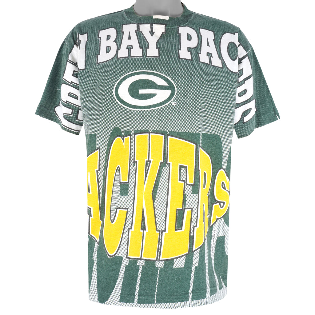 NFL (Magic Johnson Ts) - Green Bay Packers AOP T-Shirt 1990s Large Vintage Retro Football
