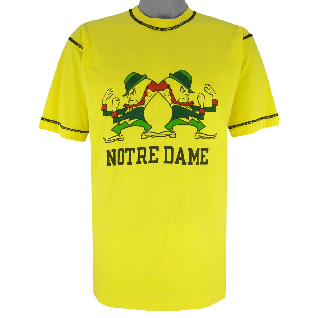 Champion - Yellow Notre Dame Fighting Irish T-Shirt 1990s X-Large Vintage Retro College