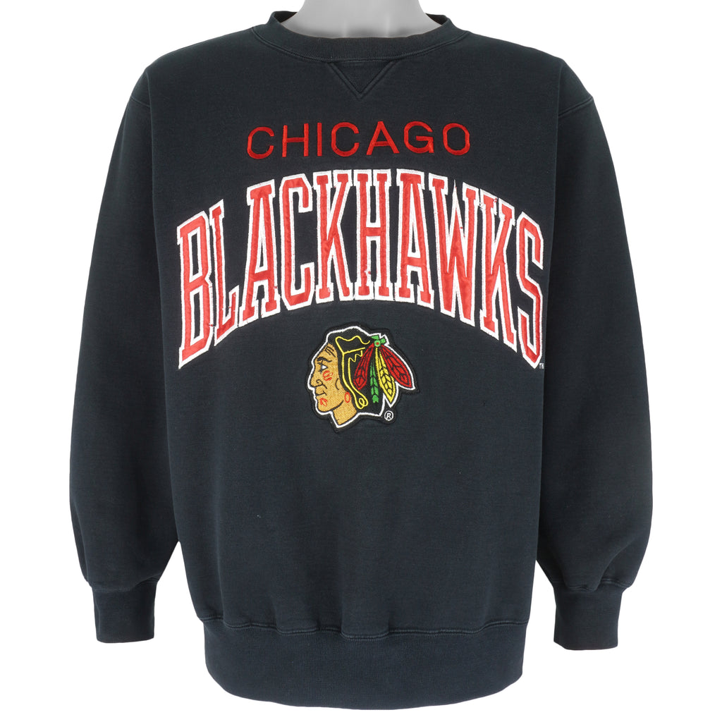NHL (Logo Athletics) - Chicago Blackhawks Crew Neck Sweatshirt 1990s Medium Vintage Retro Hockey