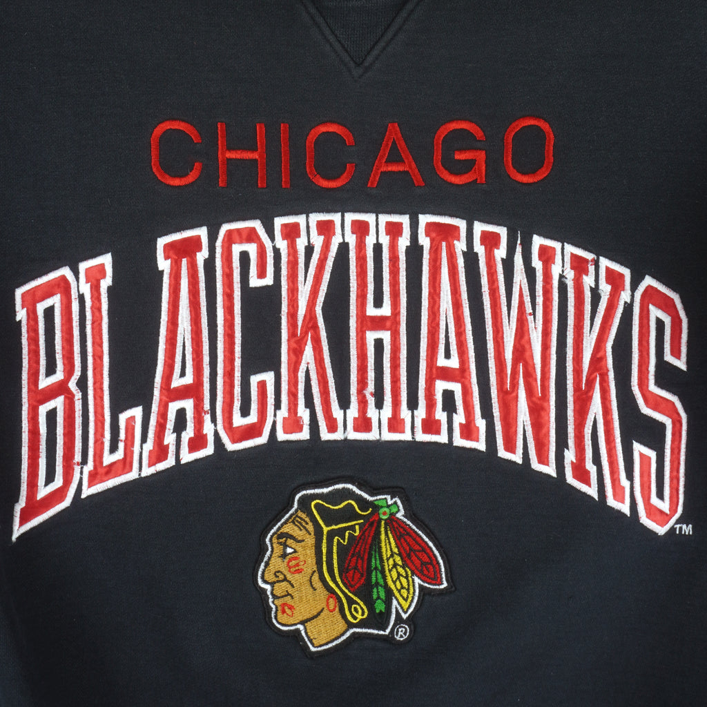 NHL (Logo Athletics) - Chicago Blackhawks Crew Neck Sweatshirt 1990s Medium Vintage Retro Hockey