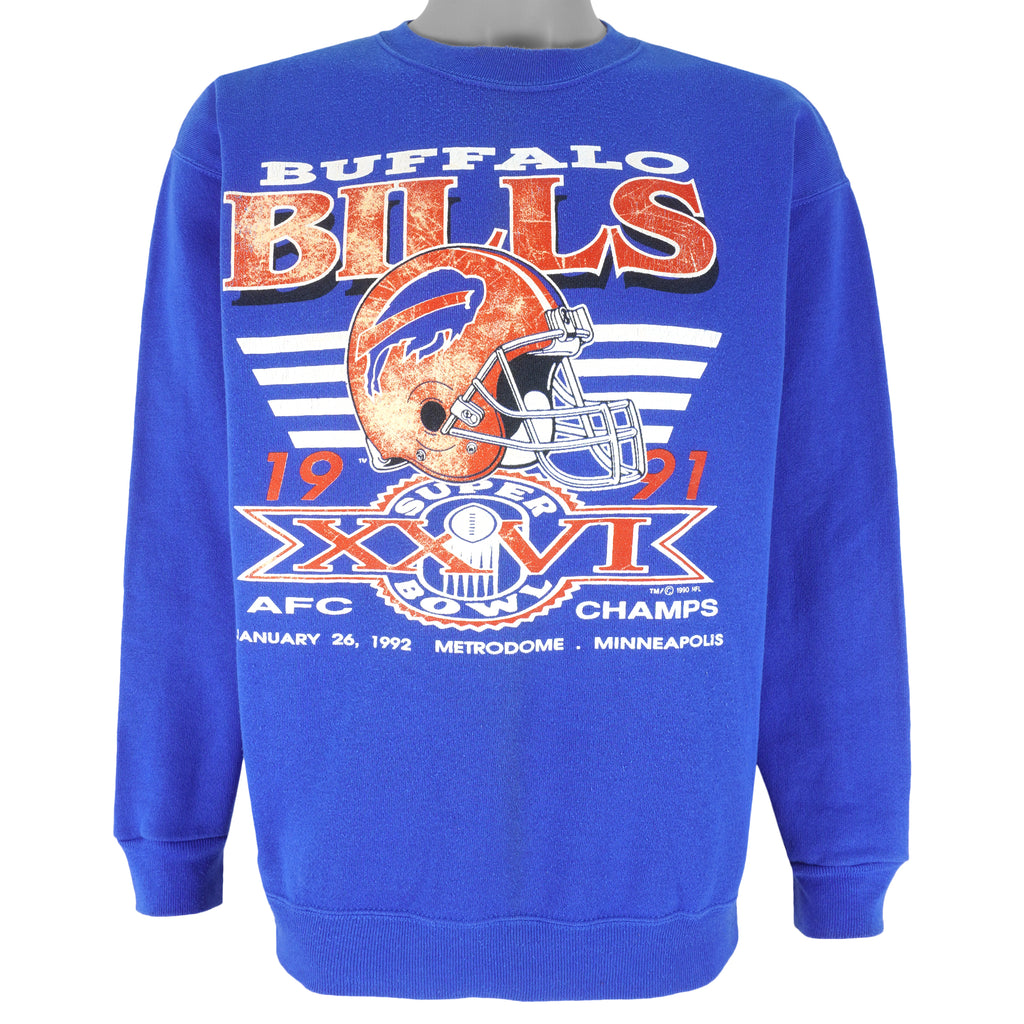NFL (Trench) - Buffalo Bills AFC Champs Crew Neck Sweatshirt 1990 Large Vintage Retro Football 