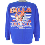 NFL (Trench) - Buffalo Bills AFC Champs Crew Neck Sweatshirt 1990 Large Vintage Retro Football 
