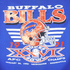 NFL (Trench) - Buffalo Bills AFC Champs Crew Neck Sweatshirt 1990 Large Vintage Retro Football 