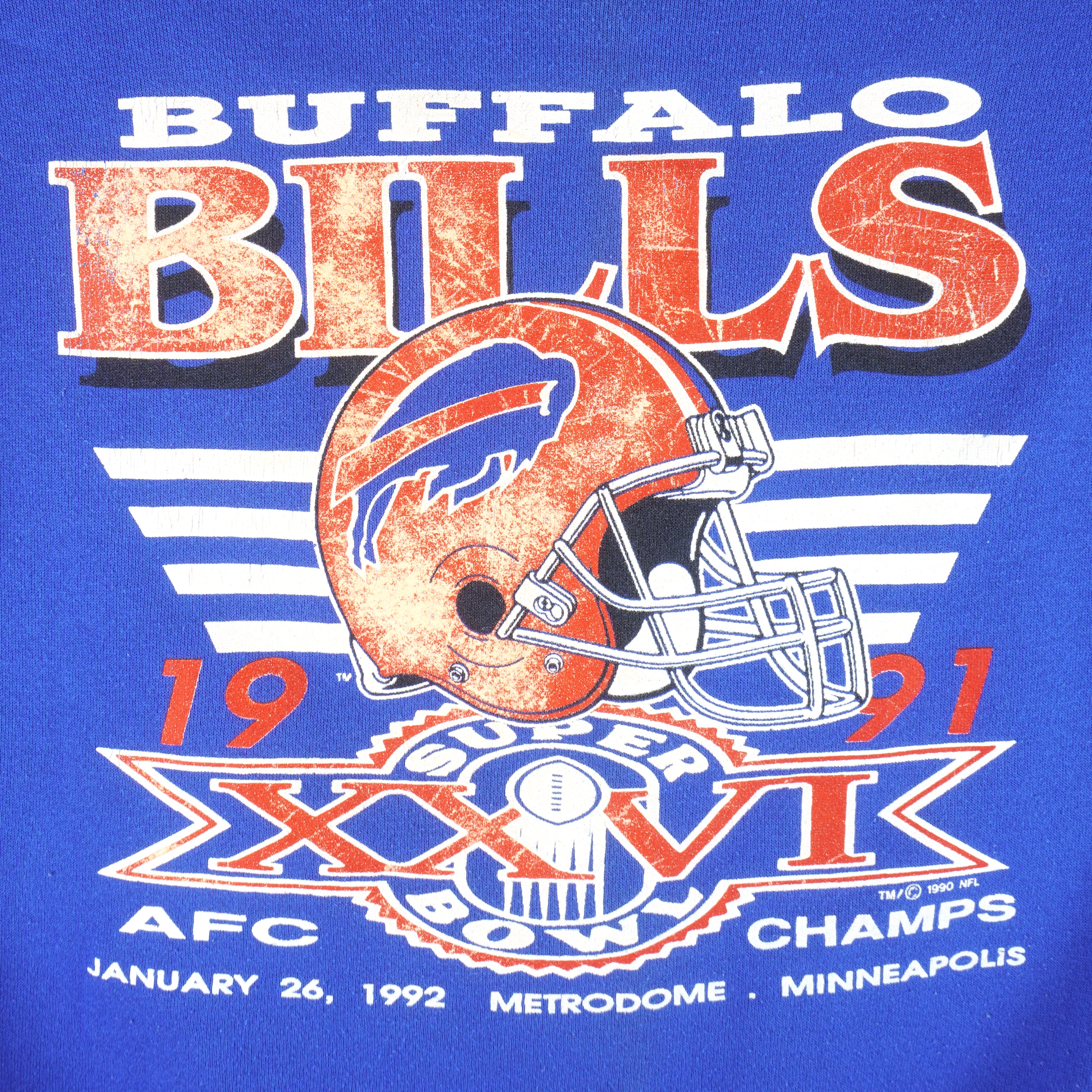 NFL (Trench) - Buffalo Bills AFC Champs Crew Neck Sweatshirt 1990 Large Vintage Retro Football 