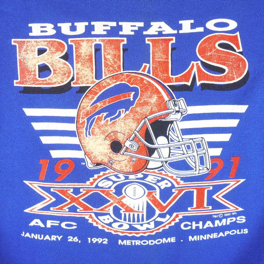 NFL (Trench) - Buffalo Bills AFC Champs Crew Neck Sweatshirt 1990 Large Vintage Retro Football 