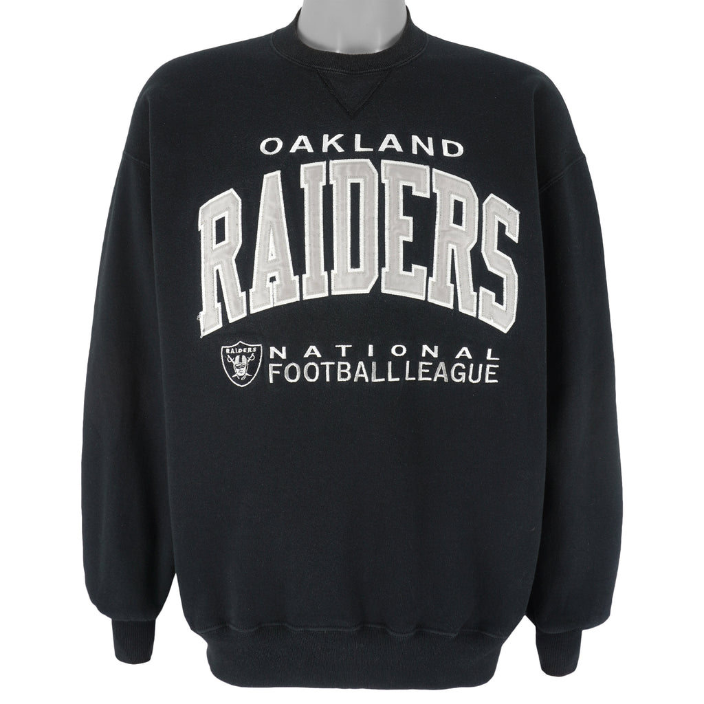 NFL (Russell Athletic) - Oakland Raiders Big Logo Crew Neck Sweatshirt 1990s X-Large Vintage Retro Football