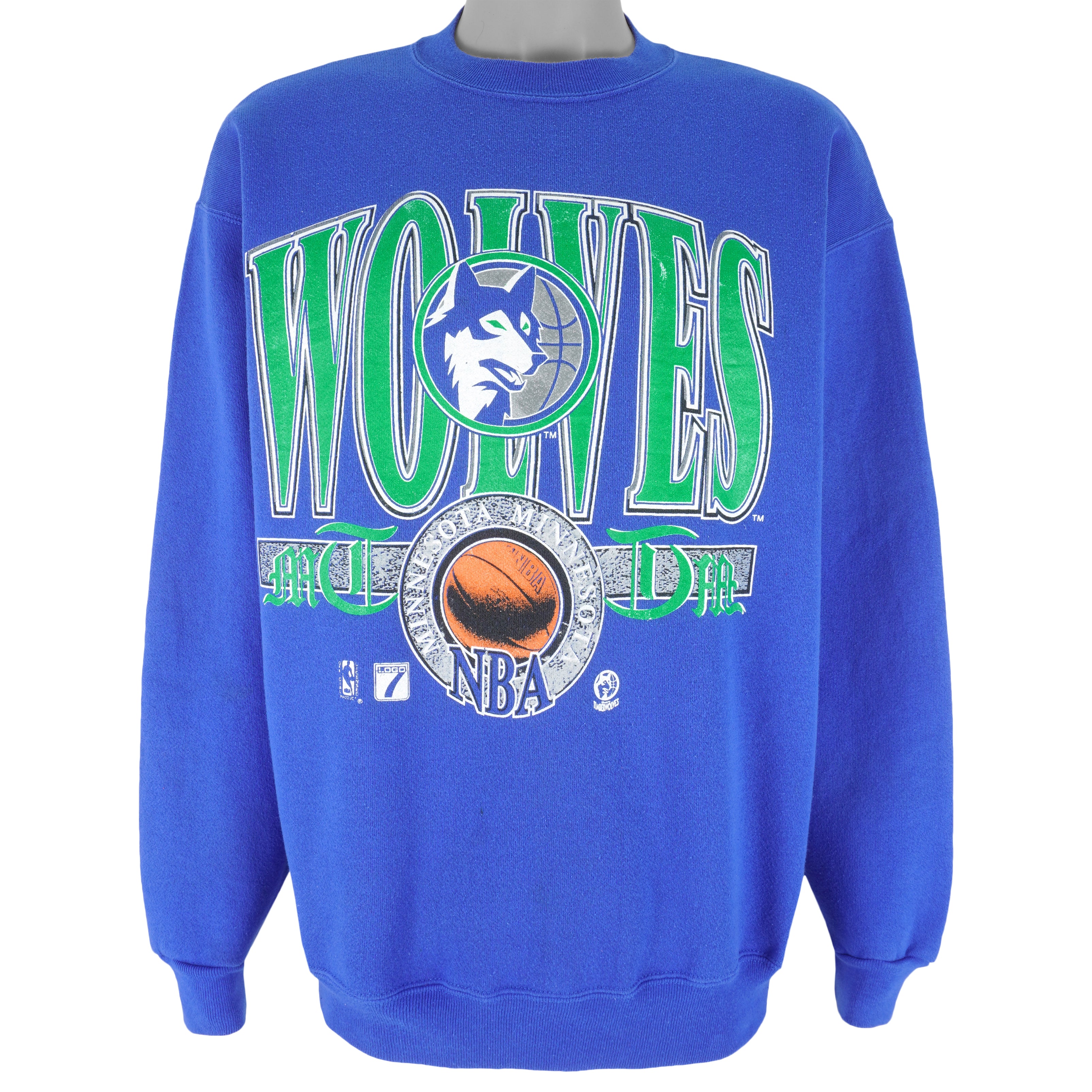 NBA (Logo 7) - Minnesota Timberwolves Crew Neck Sweatshirt 1990s X-Large Vintage Retro Basketball