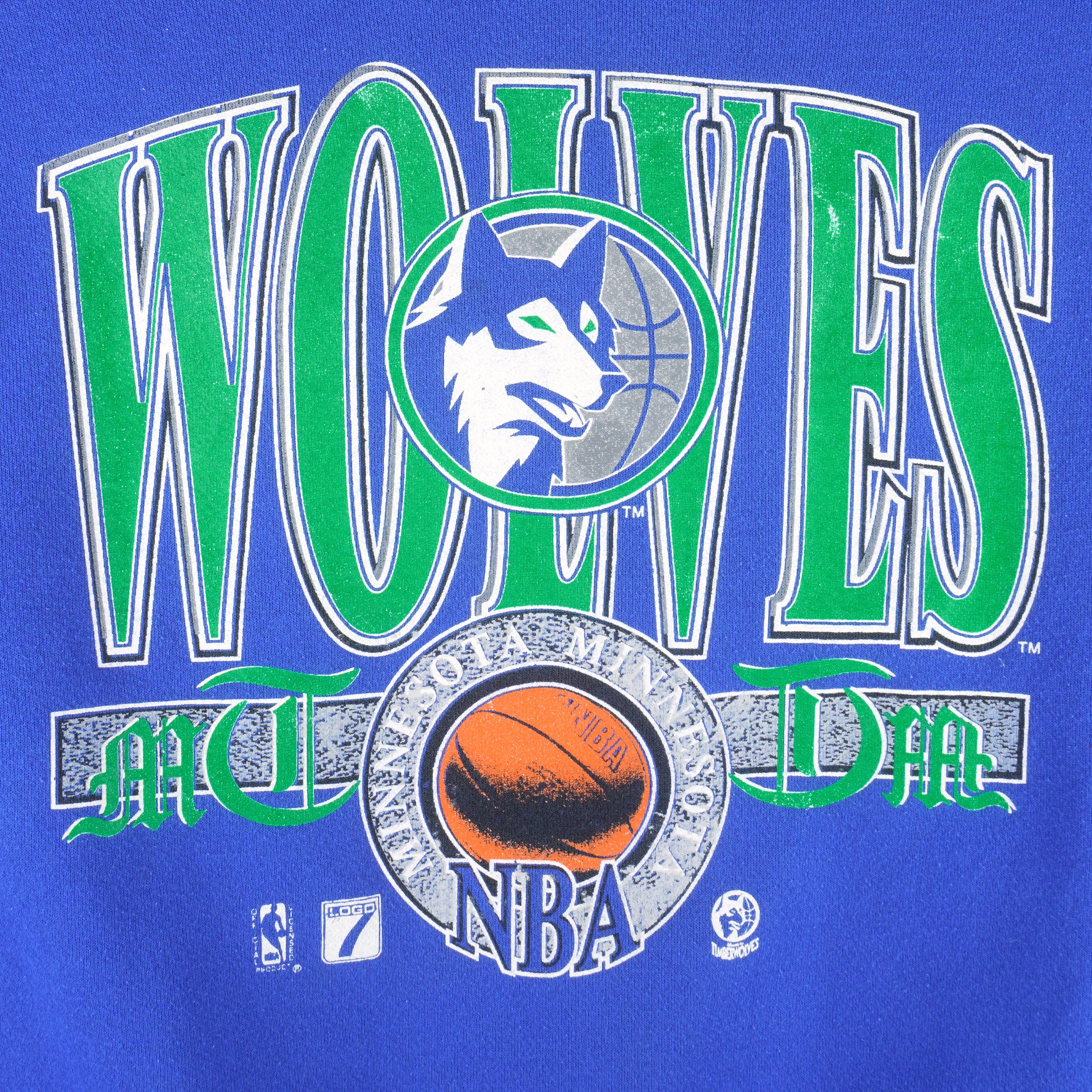 NBA (Logo 7) - Minnesota Timberwolves Crew Neck Sweatshirt 1990s X-Large Vintage Retro Basketball