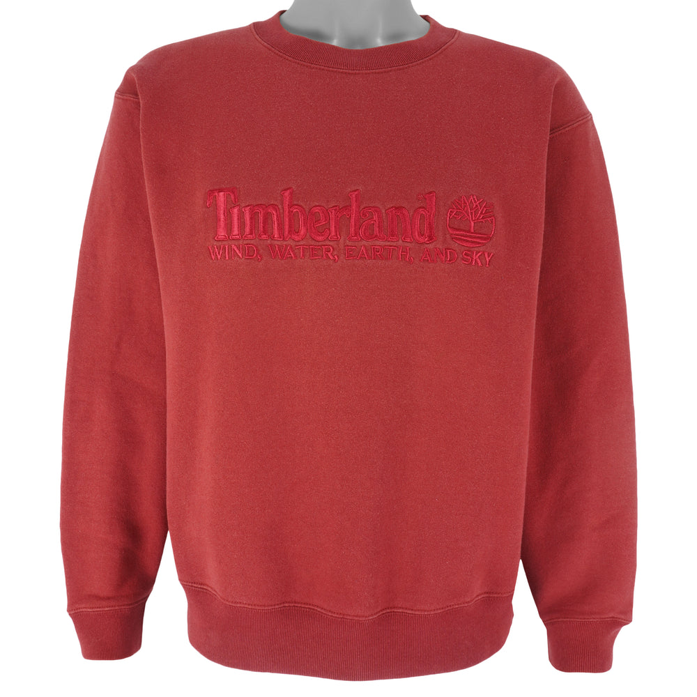 Timberland - Red Wind Water Earth and Sky Crew Neck Sweatshirt 1990s Medium Vintage Retro