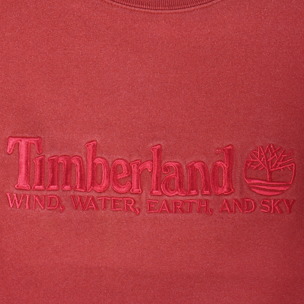 Timberland - Red Wind Water Earth and Sky Crew Neck Sweatshirt 1990s Medium Vintage Retro