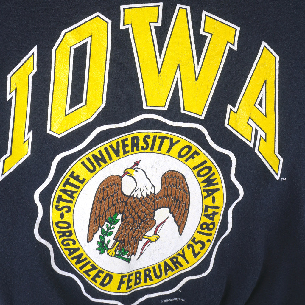 NCAA (Hero) - University of Iowa Crew Neck Sweatshirt 1990 X-Large Vintage Retro Football College