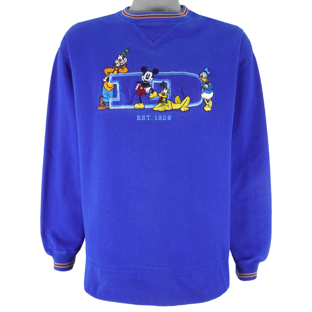 Disney - Mickey Mouse Embroidered Crew Neck Sweatshirt 1990s X-Large Vintage Retro
