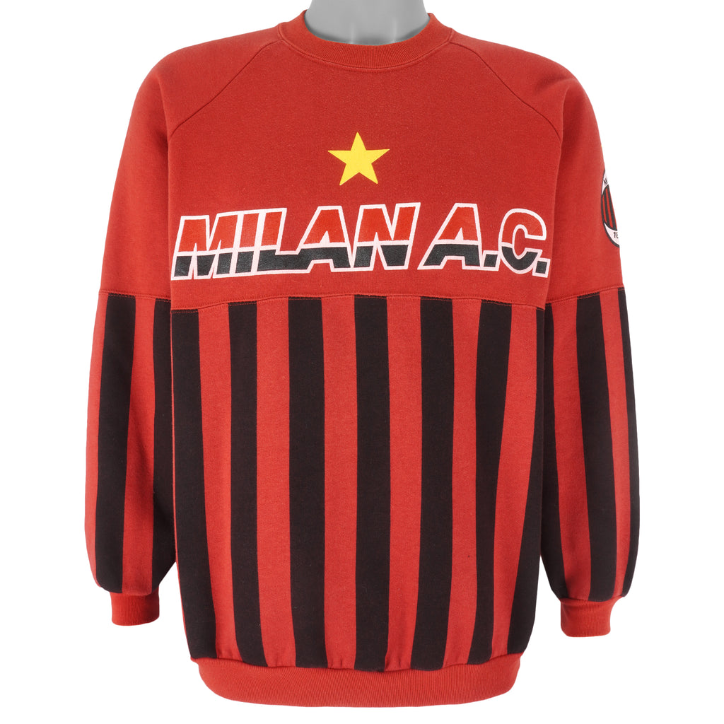 Vintage  - Milan A C Big Logo Crew Neck Sweatshirt 1990s Large Vintage Retro Football