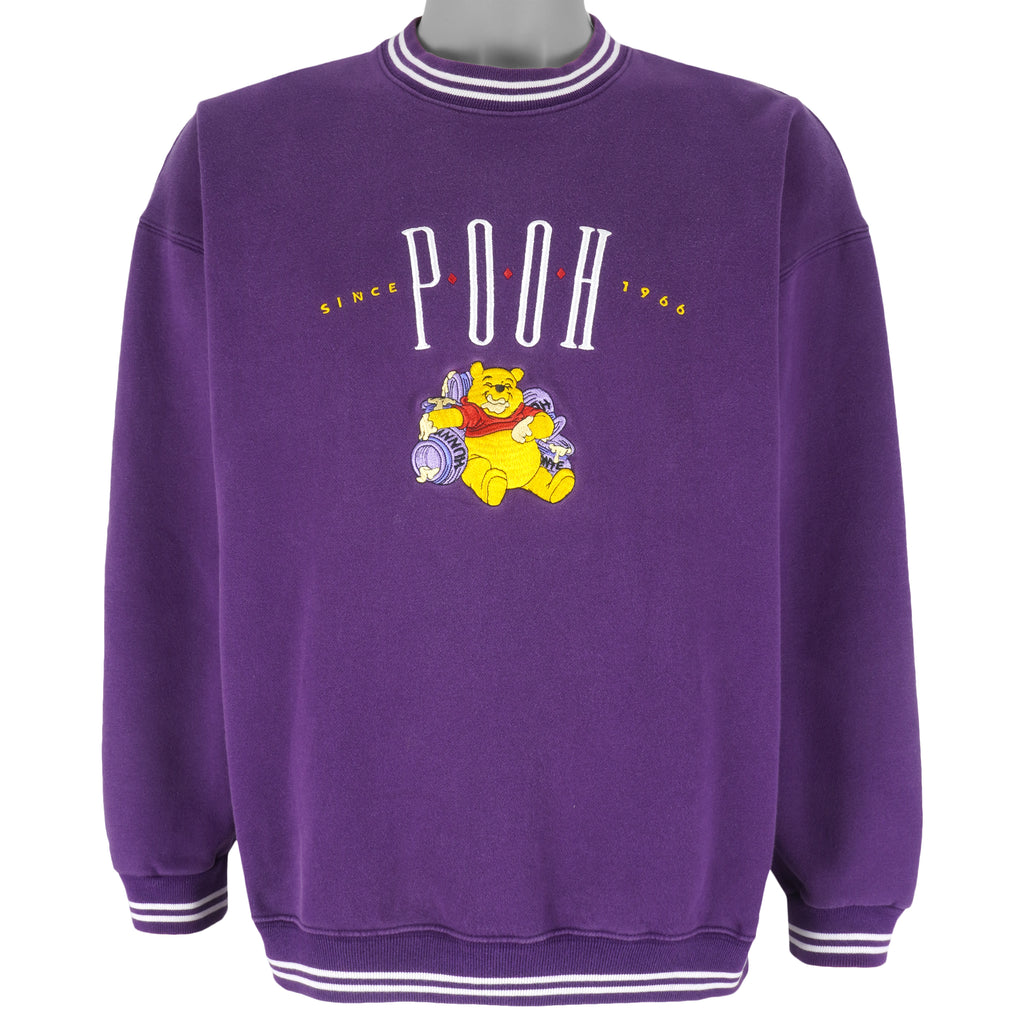 Disney - Winnie The Pooh and Honey Crew Neck Sweatshirt 1990s Large Vintage Retro