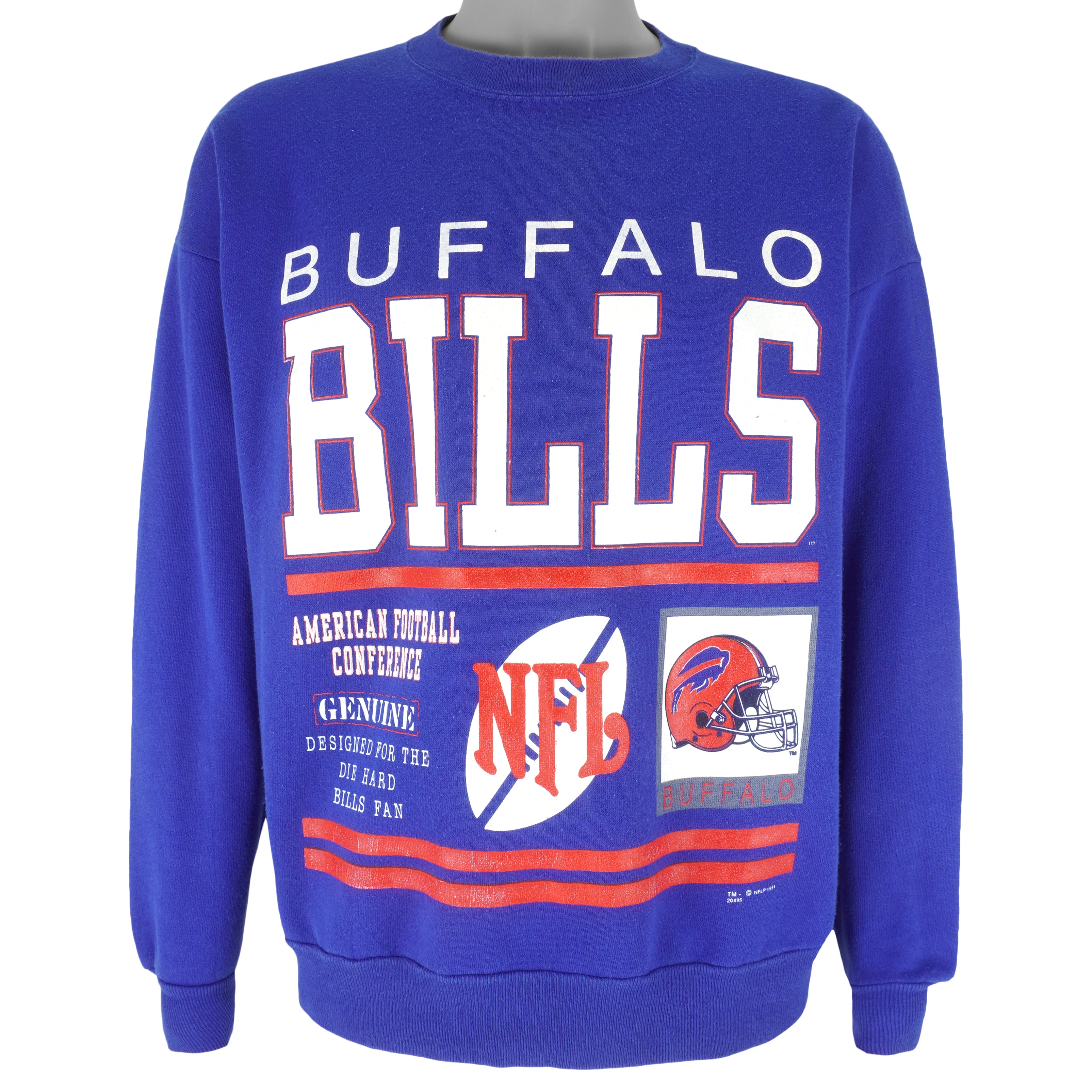 NFL - Buffalo Bills Die Hard Fan Crew Neck Sweatshirt 1991 X-Large Vintage Retro Football