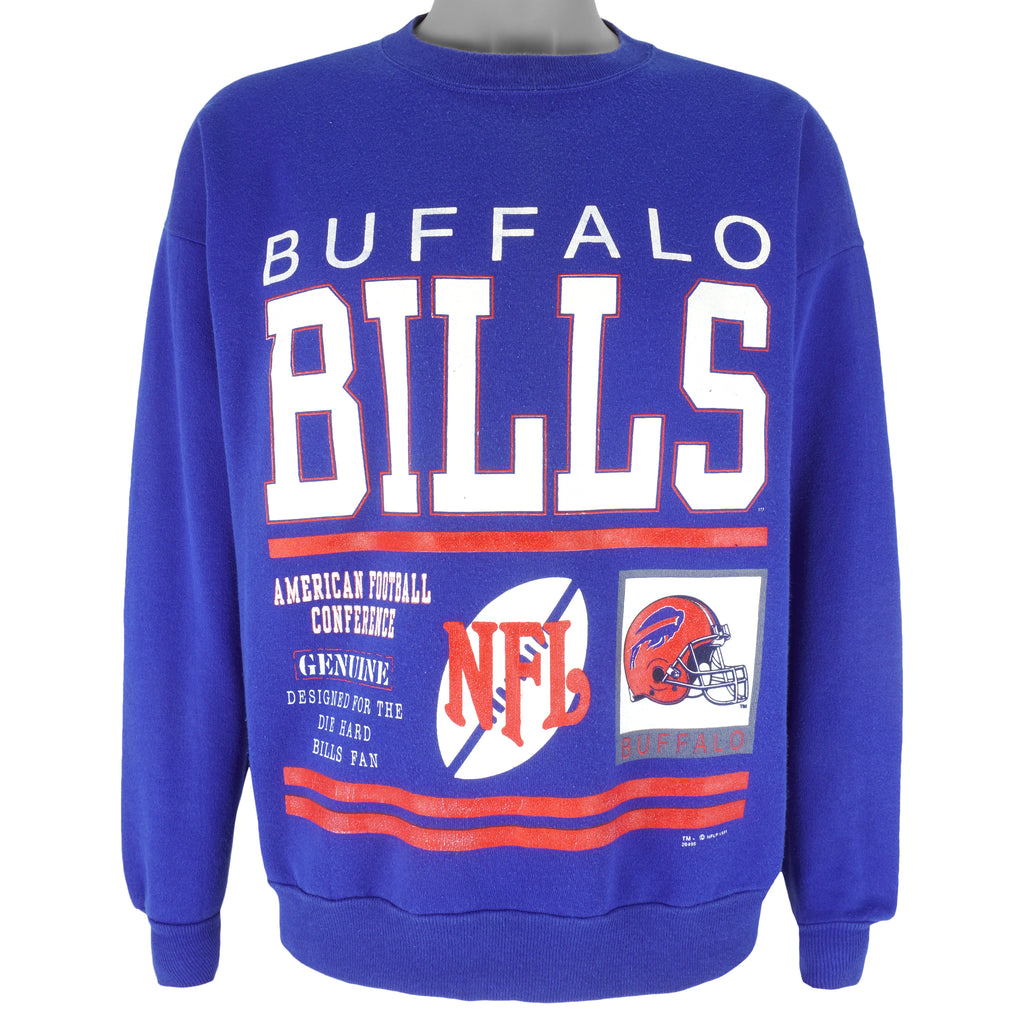 NFL - Buffalo Bills Die Hard Fan Crew Neck Sweatshirt 1991 X-Large Vintage Retro Football