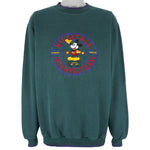 Disney - Green Mickey Mouse Embroidered Crew Neck Sweatshirt 1990s 3X-Large Vintage Retro