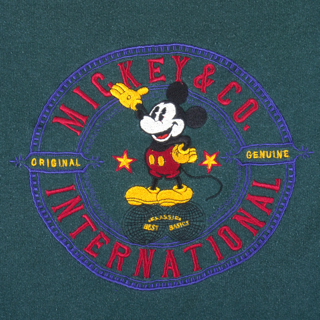 Disney - Green Mickey Mouse Embroidered Crew Neck Sweatshirt 1990s 3X-Large Vintage Retro