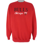NBA (Logo 7) - Chicago Bulls Embroidered Crew Neck Sweatshirt 1990s X-Large