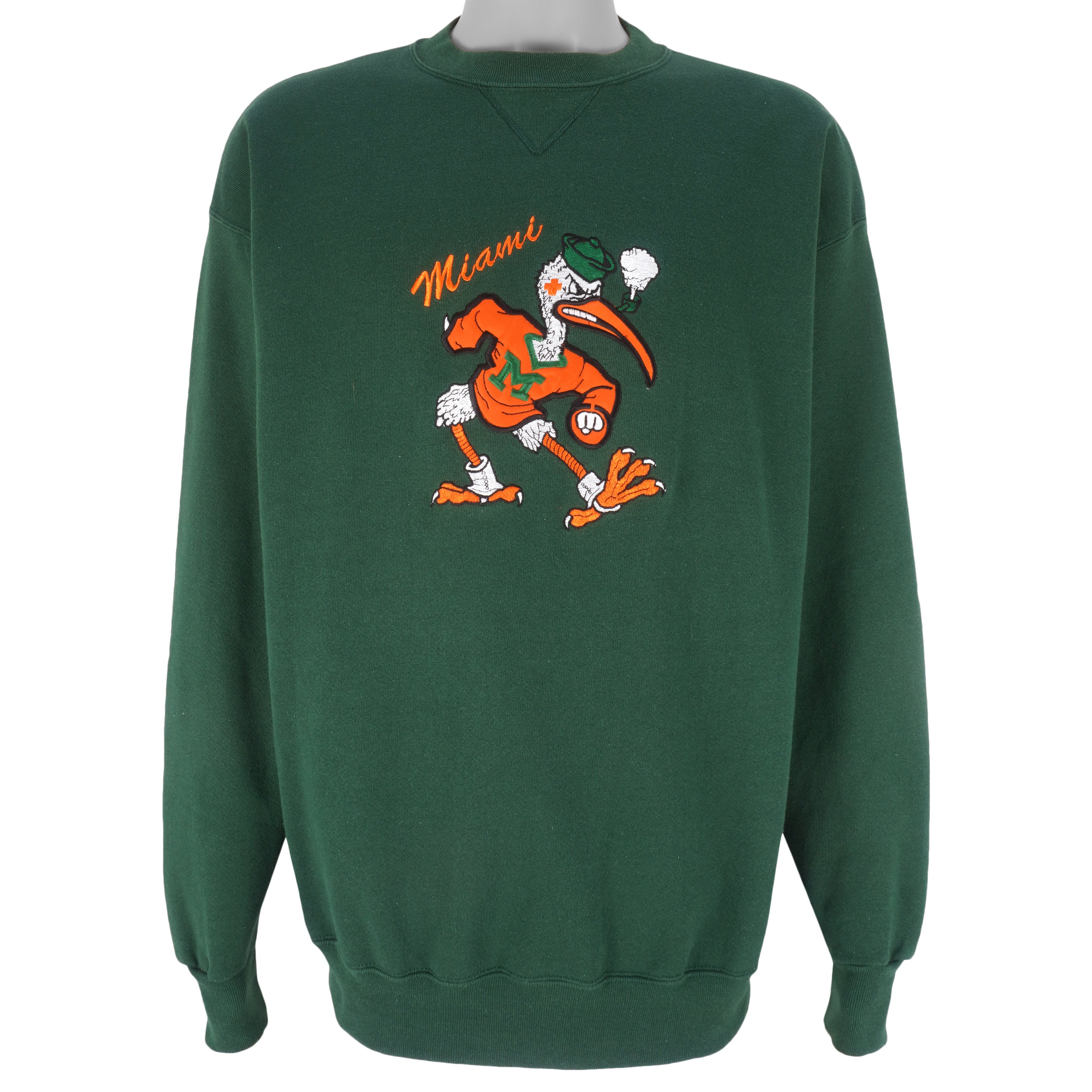 NCAA (Midwest Embroidery) - Miami Hurricanes Spell-Out Crew Neck Sweatshirt 1990s X-Large Vintage Retro Football College