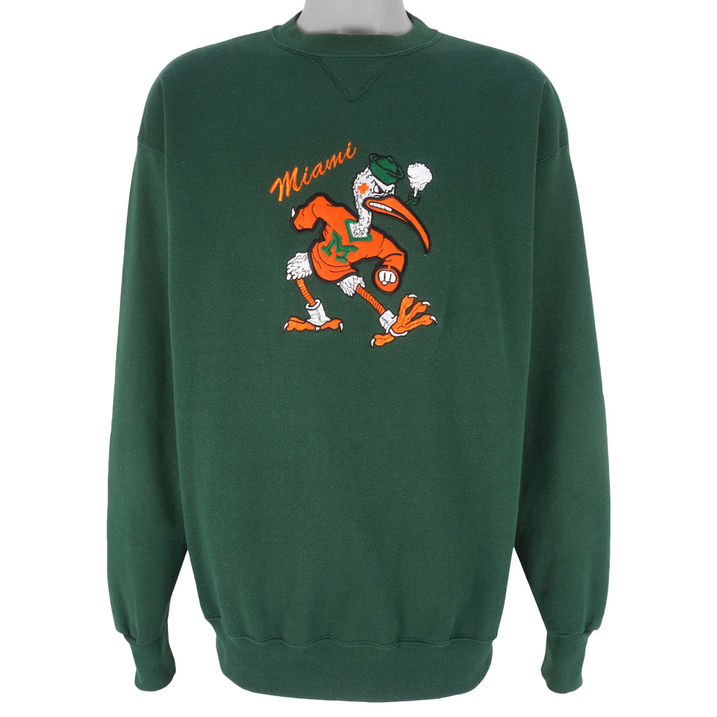 NCAA (Midwest Embroidery) - Miami Hurricanes Spell-Out Crew Neck Sweatshirt 1990s X-Large Vintage Retro Football College
