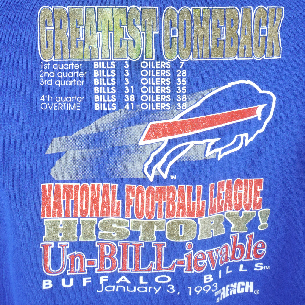 NFL (Trench) - Buffalo Bills Greatest Comeback Crew Neck Sweatshirt 1993 X-Large Vintage Retro Football