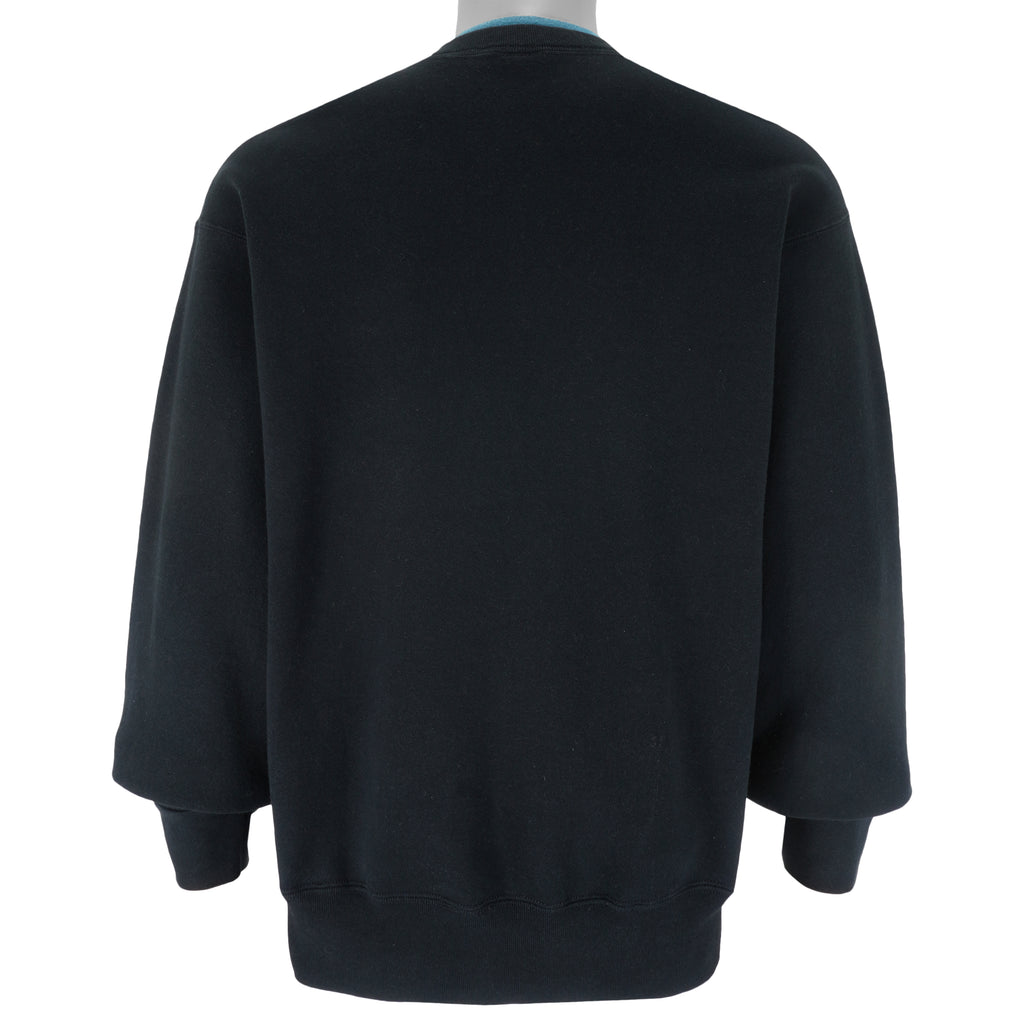 Vintage (Fruit Of The Loom) - Black Jaguar Print Crew Neck Sweatshirt 1990s Large Vintage Retro