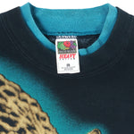 Vintage (Fruit Of The Loom) - Black Jaguar Print Crew Neck Sweatshirt 1990s Large Vintage Retro