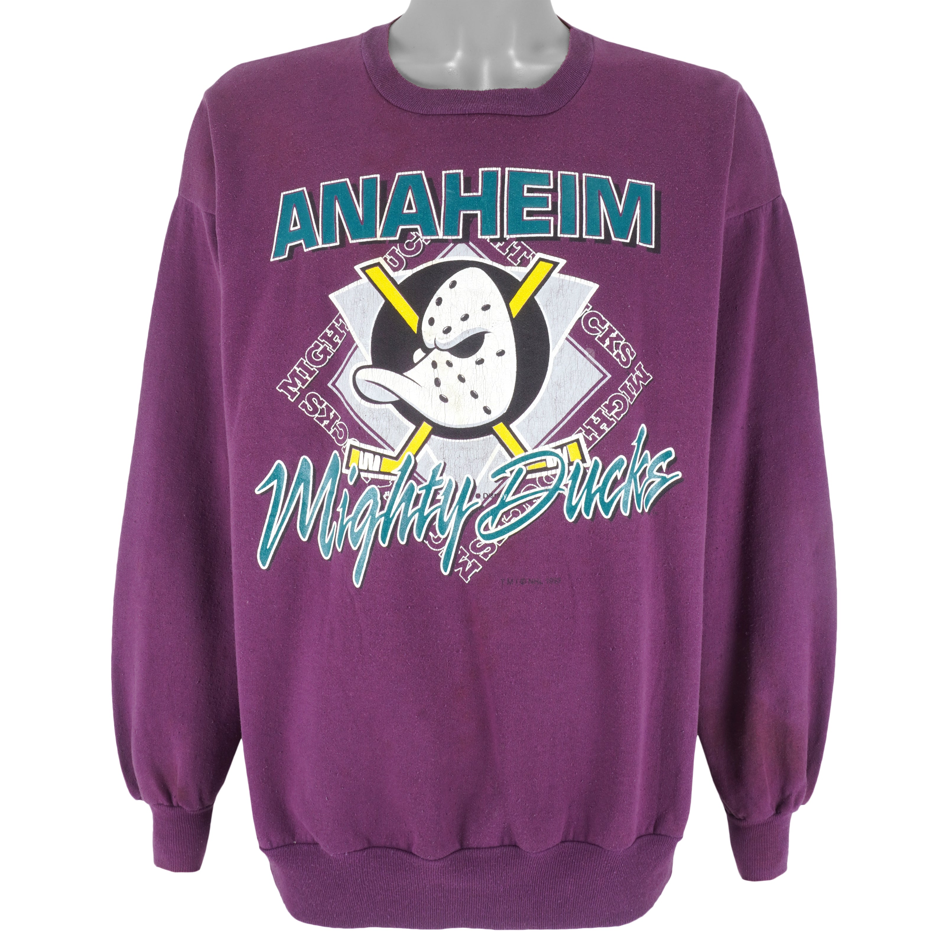 NHL - Anaheim Mighty Ducks Crew Neck Sweatshirt 1990s X-Large Vintage Retro Hockey