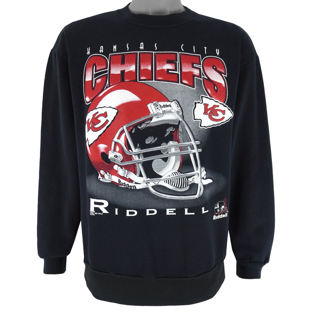 NFL (Riddell) - Kansas City Chiefs Helmet Crew Neck Sweatshirt 1997 Medium Vintage Retro Football