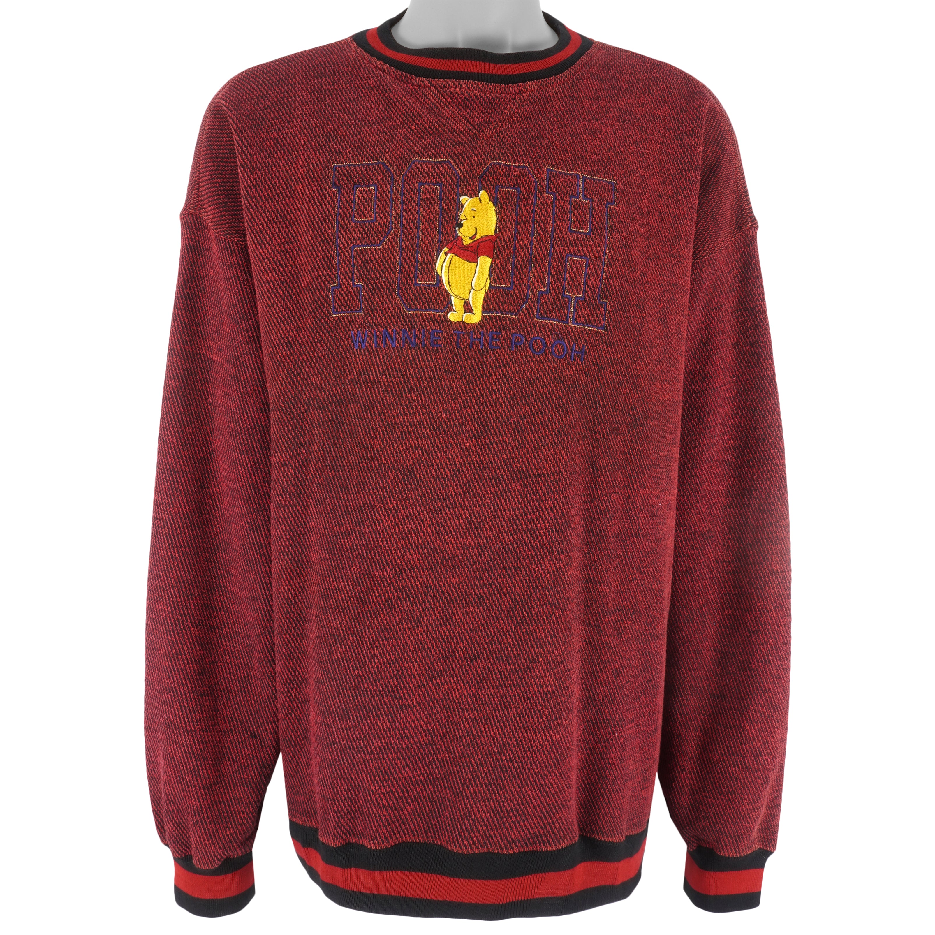 Disney - Red Winnie The Pooh Crew Neck Sweatshirt 1990s X-Large Vintage Retro