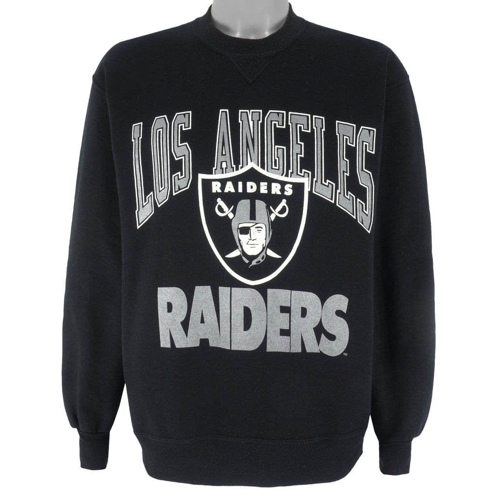 NFL (Russell Athletic) - Oakland Raiders Big Logo Crew Neck Sweatshirt 1990s Large Vintage Retro Football