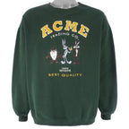 Looney Tunes - Looney Characters ACME Embroidered Crew Neck Sweatshirt 1990s Large Vintage Retro