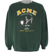 Looney Tunes - Looney Characters ACME Embroidered Crew Neck Sweatshirt 1990s Large Vintage Retro