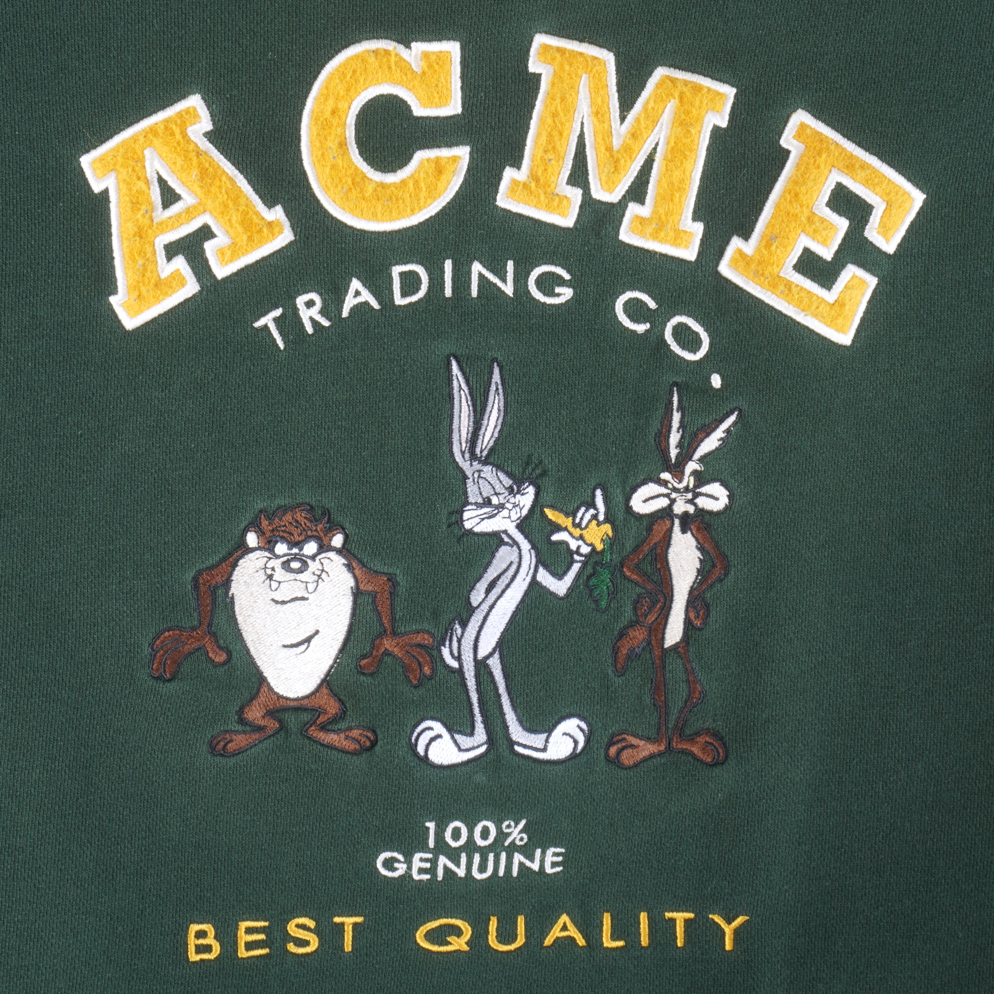 Looney Tunes - Looney Characters ACME Embroidered Crew Neck Sweatshirt 1990s Large Vintage Retro