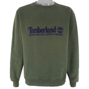 Timberland - Green Wind Water Earth and Sky Crew Neck Sweatshirt 1990s Medium Vintage Retro
